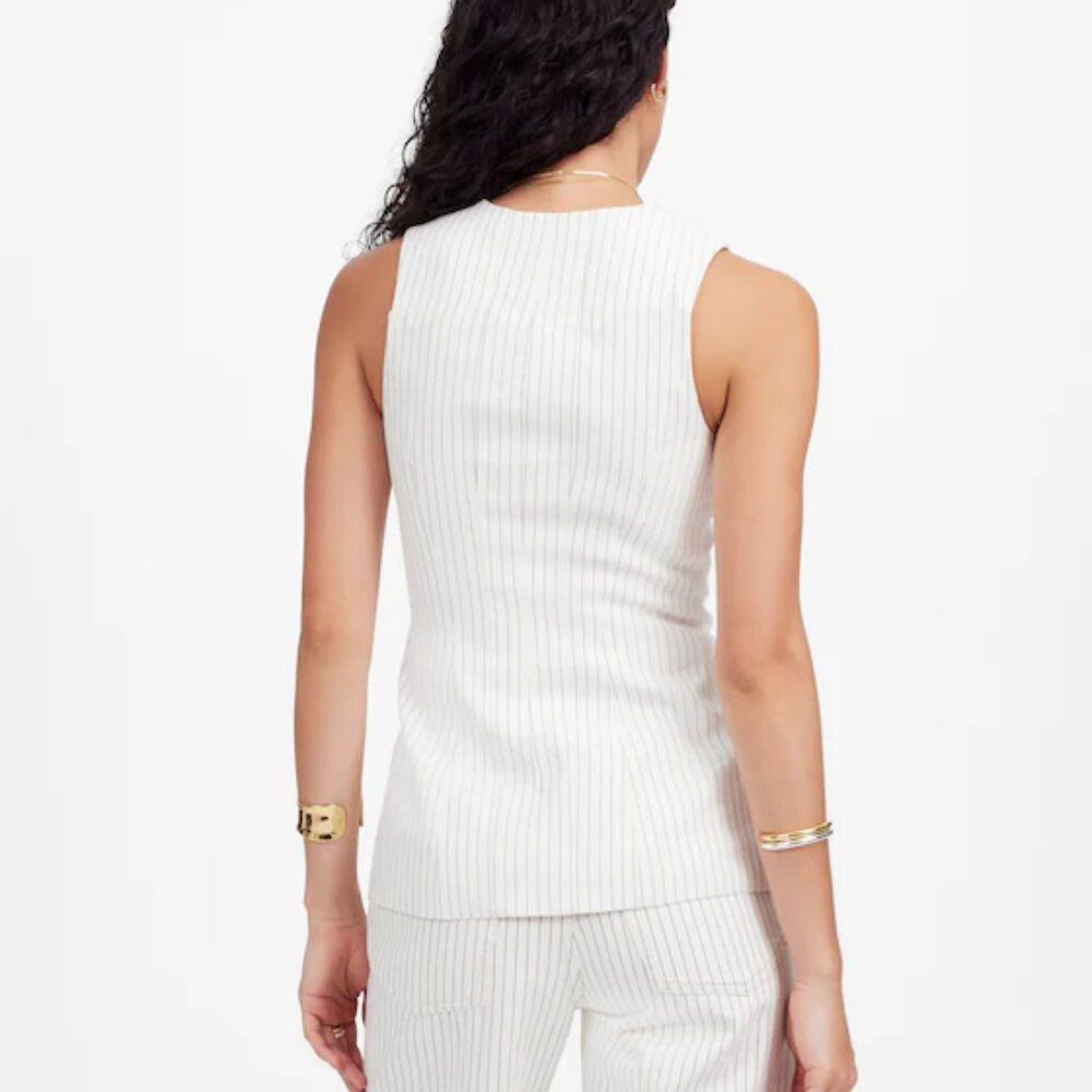 Madewell Italian Fabric Pinstripe Button-Front Vest | Size 0 | NWT - Picture 3 of 8